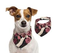 Detailed Flowers Pet Scarf Dog Bandanas Spring Summer Soft Cotton Puppy Scarfs Adjustable Accessories for Small Medium Large Girl Boy Pup Large
