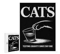 Detailed Funny Cat Physics Testing Gravity Since Day One, Math Joke Jigsaw Puzzle, 500 PCS, for Adults, A Creative Way to Unwind after A Busy Day, for Creative Downtime
