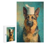 Detailed German Shepherd with Toilet Paper Hat Art Puzzle for Adults, 1000 PCS, An Engaging Indoor Activity for Quiet Evenings, for Cosy Nights