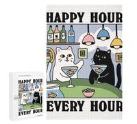 Detailed Happy Hour Cat Martini Art Art Puzzle for Adults, 1000 PCS, A Satisfying Project for Experienced Puzzlers, for Cosy Nights