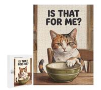 Detailed Hungry Calico Cat at The Dinner Table Jigsaw Puzzle, 500 PCS, for Adults, Shared Puzzle Time for Family And Friends, for Quiet Evenings