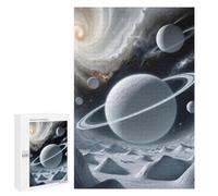 Detailed Icy Planet Landscape with Rings Jigsaw Puzzle, 1000 PCS, for Adults, A Creative Way to Unwind after A Busy Day, for Creative Downtime