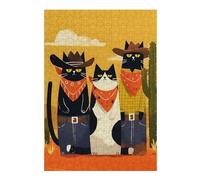 Detailed Jigsaw Puzzle for Adults, Cowboy Cats in The Desert, 300 PCS