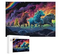 Detailed Jigsaw Puzzle for Adults, Galactic Bulls A Cosmic Race, 300 PCS