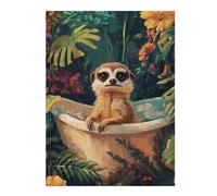 Detailed Jigsaw Puzzle for Adults, Meerkat in A BathTub, 500 PCS