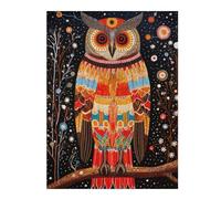 Detailed Jigsaw Puzzle for Adults, Wise Owl Tribal Style 17, 500 PCS