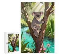 Detailed Koala Family by The River Art Puzzle for Adults, 1000 PCS, A Focused Activity for Patient Adult Puzzlers, for Quiet Evenings