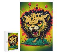 Detailed Leopard Roar Illustration Jigsaw Puzzle, 1000 PCS, for Adults, A Creative Way to Unwind after A Busy Day, for Quiet Evenings
