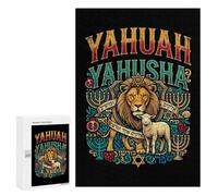 Detailed Lion And Lamb with Hebrew Text Jigsaw Puzzle, 300 PCS, for Adults, A Creative Way to Unwind after A Busy Day, for Quiet Evenings