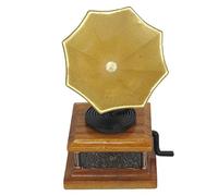 Detailed Miniature Phonograph Dollhouses Display Enhances Living Room Pretend Play Accessories Resin Wood Miniature Gramophone Decors