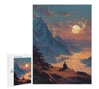 Detailed Mountain Meditation at Sunset Jigsaw Puzzle, 500 PCS, for Adults, A Creative Way to Unwind after A Busy Day, for Creative Downtime