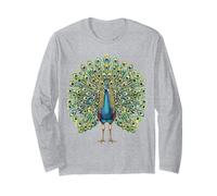 Detailed Peacock Art Nature Lovers Long Sleeve T-Shirt