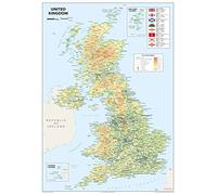 Detailed Physical Map of the United Kingdom of Great Britain and Northern Ireland - Size A2-42 x 59.4 cm - Paper Laminated