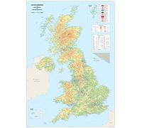 Detailed Physical Map of the United Kingdom of Great Britain and Northern | Size 100 X 70 Cm - Paper Laminated