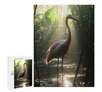 Detailed Pink Heron in Misty Jungle Art Puzzle for Adults, 500 PCS, A Focused Activity for Patient Adult Puzzlers, for Indoor Play