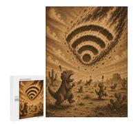 Detailed Pixelated Dinosaurs Flee Wi-Fi Meteor Jigsaw Puzzle, 500 PCS, for Adults, A Creative Way to Unwind after A Busy Day, for Quiet Evenings