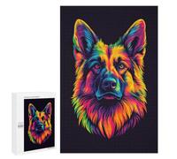 Detailed Rainbow German Shepherd Jigsaw Puzzle, 1000 PCS, for Adults, A Creative Way to Unwind after A Busy Day, for Creative Downtime