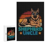 Detailed Retro German Shepherd Uncle Design Jigsaw Puzzle, 300 PCS, for Adults, Shared Puzzle Time for Family And Friends, for Indoor Play