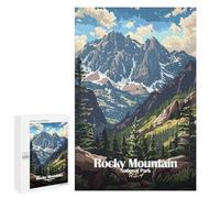 Detailed Rocky Mountain National Park Illustration Jigsaw Puzzle, 1000 PCS, for Adults, Classic Jigsaw Entertainment for The Home, for Puzzle Fans