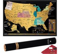 Detailed Scratch off USA Map with Scratcher - 24x16 Easy to Frame 63 National Parks Scratch Off Travel Poster of the United States of America - Large Scratchable US Map with Landmarks and States Flags