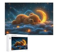 Detailed Sleepy Teddy in Starry Sky Jigsaw Puzzle, 1000 PCS, for Adults, A Creative Way to Unwind after A Busy Day, for Cosy Nights Indoors