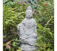 Detailed Small Stone Cast Kuan Yin (Guan Yin) Garden Ornament