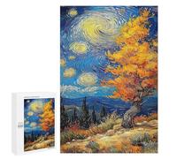 Detailed Starry Night Landscape with Autumn Tree Jigsaw Puzzle, 1000 PCS, for Adults, A Focused Activity for Patient Adult Puzzlers, for Cosy Nights