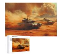 Detailed Tanks Engaged in Combat Jigsaw Puzzle, 1000 PCS, for Adults, A Rewarding Pastime for Dedicated Jigsaw Fans, for Family Fun