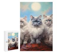 Detailed Three Ragdoll Cats Art Puzzle for Adults, 1000 PCS, An Engaging Indoor Activity for Quiet Evenings, for Cosy Nights