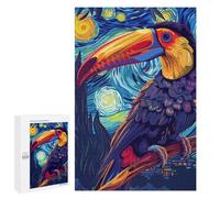Detailed Toucan in Starry Night Style Jigsaw Puzzle, 1000 PCS, for Adults, A Focused Activity for Patient Adult Puzzlers, for Cosy Nights