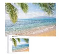 Detailed Tropical Beach with Palm Trees Jigsaw Puzzle, 1000 PCS, for Adults, A Creative Way to Unwind after A Busy Day, for Cosy Nights Indoors