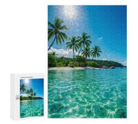 Detailed Tropical Beach with Palm Trees Jigsaw Puzzle, 300 PCS, for Adults, A Creative Way to Unwind after A Busy Day, for Creative Downtime