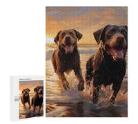Detailed Two Labradors on The Beach Jigsaw Puzzle, 500 PCS, for Adults, A Creative Way to Unwind after A Busy Day, for Creative Downtime