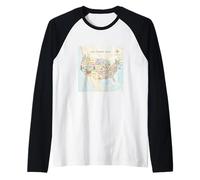 Detailed USA Travel map Raglan Baseball Tee