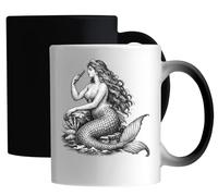 Detailed Vintage Illustration of a Mermaid Ceramic Magic Mug White