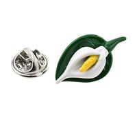Detailed White Lily Flower Lapel Pin