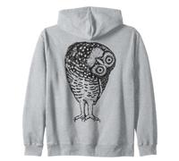 Detailed Wise Owl Black Line Art Illustration Zip Hoodie
