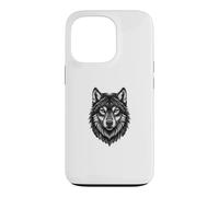 Detailed Wolf Head Line Art Illustration Case for iPhone 13 Pro