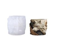 Detailed Wolf Head Silicone Craft Mold for Resin Jewelry Concrete Planter Holder and Creative Decors Projects Relief Carving Head Holder Planter