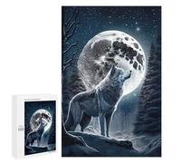 Detailed Wolf Howling at Moon -4 Art Puzzle for Adults, 1000 PCS, A Satisfying Project for Experienced Puzzlers, for Cosy Nights