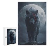 Detailed Wolf with Scars And Full Moon Jigsaw Puzzle, 1000 PCS, for Adults, A Rewarding Pastime for Dedicated Jigsaw Fans, for Cosy Nights