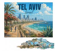 Detailed Wooden Jigsaw, Adults, Israel Tel Aviv Travel, 1000 Pieces | A hands-on home pastime - a simple way to organise the image on weekends.