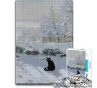Detailed Wooden Jigsaw Puzzle for Adults, Cat Monet The Magpie, 1000 PCS