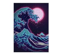 Detailed Wooden Jigsaw Puzzle for Adults, Hoksau Wave Neon in Moon, 300 PCS