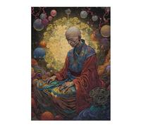 Detailed Wooden Jigsaw Puzzle for Adults, Monk in Meditation, 300 PCS