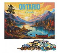 Detailed Wooden Jigsaw Puzzle for Adults, Ontario Canada, 500 Pieces | A screen-free tabletop activity: an activity that can be paused and resumed alone or together.