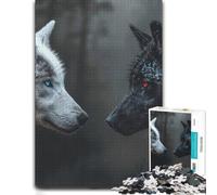 Detailed Wooden Jigsaw Puzzle for Adults, Wolf Blue Eyes, 500 PCS