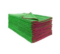 Detailer's Preference Dual Pile 380 GSM Microfiber Towels with Red Trim, All-Purpose Terry Weave Cleaning Cloths for Auto, Home, Boat, Scratch-Free & Reusable, 16x24 Inches, 12-Pack, Green