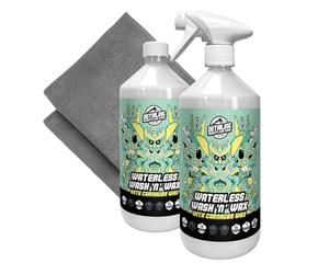 Detailing Addicts Car Care Waterless Wash and Wax 2 x 1L with 2 x Microfibre Cloths, Carnauba Wax