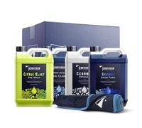 Detailing Essentials Kit - 4 x 5L Car Cleaning Set with Citrus Pre Wash, Snow Foam, Wheel Cleaner, Ceramic Detailer & Drying Towel | Professional Car Detailing Kit